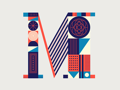 Letter M branding geometric letter line m modern pattern science shapes typography vintage