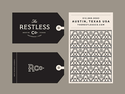 The Restless Co. II austin branding card lockup logo monogram pattern photo tag triangle typography