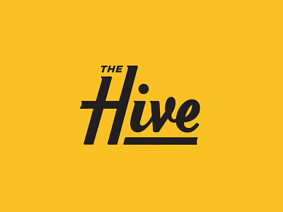 The Hive bee branding fitness hexagon icon kettlebell logo logotype script training typography