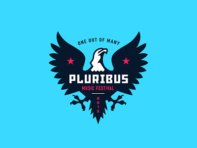 Pluribus Music Festival badge branding eagle event festival icon identity illustration logo music typography usa