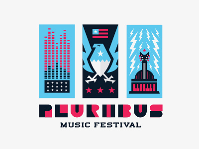 Pluribus Music Festival II branding eagle festival flag icon illustration lockup logo music typography usa
