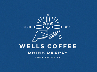 Wells Coffee branding coffee drink hand icon illustration lockup logo plant restaurant symbol typography