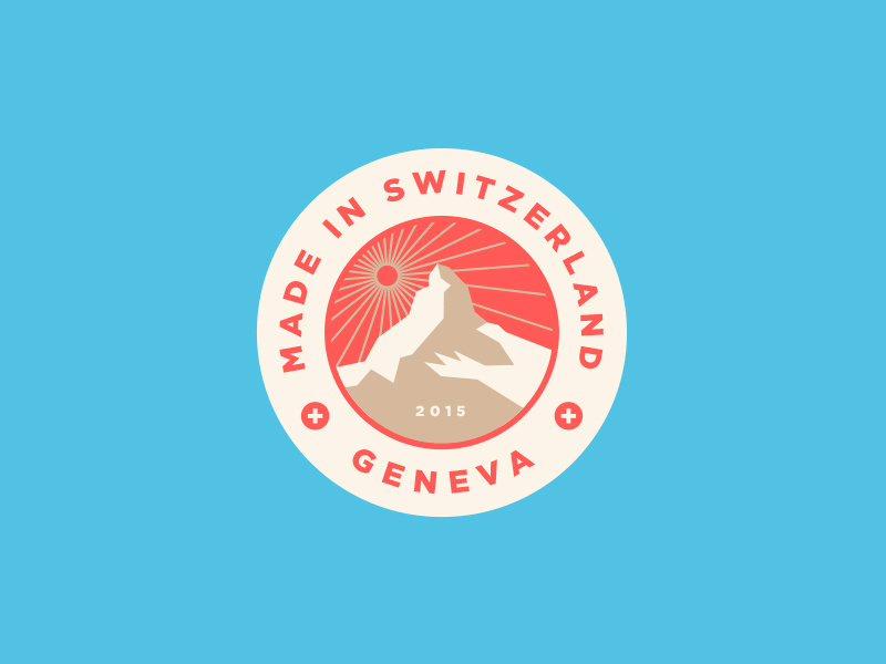 Swiss Made outdoors geneva europe switzerland stamp crest illustration typography travel mountain swiss badge