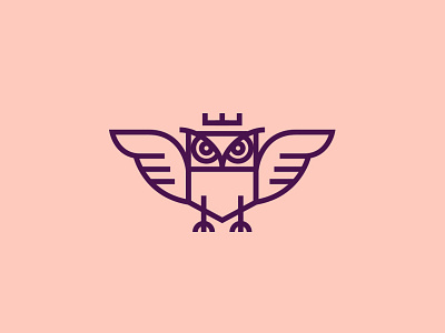 Owl animal bird branding crown head icon identity illustration owl security wings wisdom