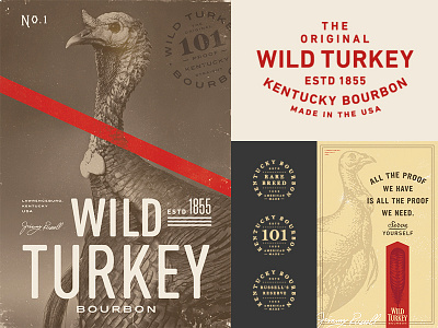 Wild Turkey brand exploration alcohol badge beverage bourbon branding crest drink illustration logo print turkey typography