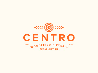 Centro III badge branding food identity logo logotype modern pizza restaurant shield typography