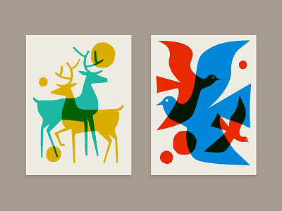 Overlay print series abstract animal bird deer illustration modern nature outdoors overlay poster print