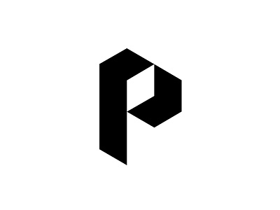 P 3d branding cube icon letter logo mark p square typography