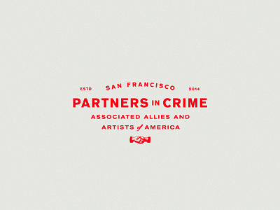 Partners in Crime badge branding hand shake lockup logo san francisco typography usa