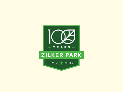 Zilker Park 100 Year Anniversary 100 austin badge centennial crest leaf logo park shield typography year