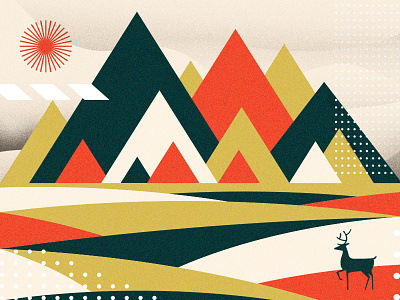 Mountains deer geometric illustration modern mountians nature outdoors pattern sun triangle