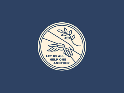 Help One Another badge crest hand help illustration leaf line logo peace people