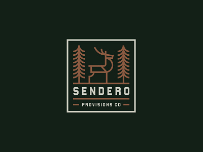 Sendero Provisions Co animal badge clothing deer illustration lockup logo nature outdoors tree typography