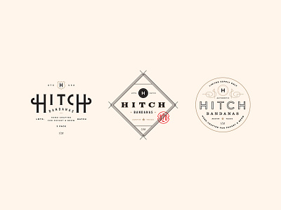 Hitch Bandanas austin badge bandana branding illustration lockup logo seal stamp typography vintage western