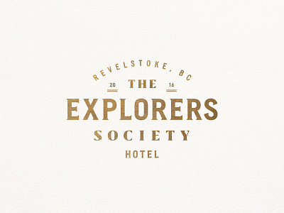 The Explorers Society Hotel badge branding canada explore hotel leaf lockup logo typography