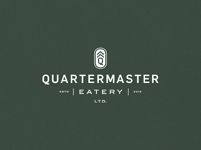 Quartermaster Eatery badge branding canada coaster lockup logo menu q restaurant typography