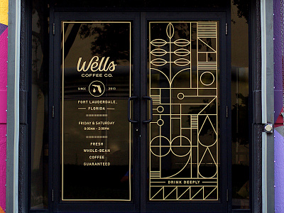 Wells Coffee Co. branding coffee florida illustration leaf logo script typography window