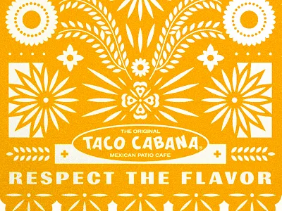 Taco Cabana badge branding flower food logo mexican papel restaurant taco type typography