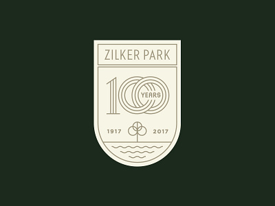 Zilker Park 100 years anniversary austin badge crest lockup logo nature park texas tree typography