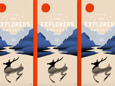 Explorer's Society Poster badge deer hotel illustration lockup logo mountain outdoors poster texture typography