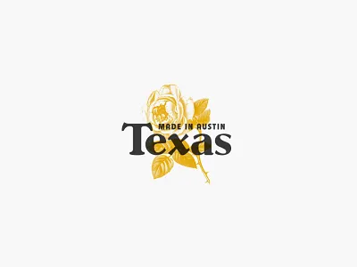 ATX made austin flower illustration lockup logo rose texas typography vintage