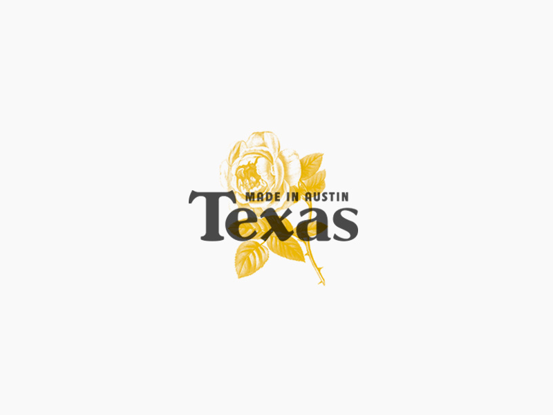 ATX made vintage illustration lockup logo typography flower rose texas austin
