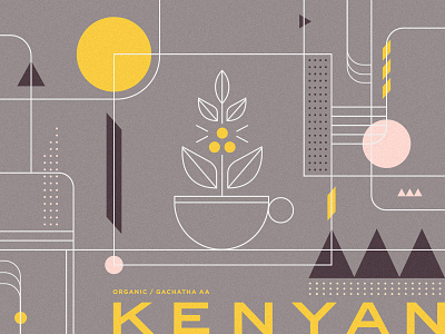 Kenyan Coffee Blend beverage branding coffee drink geometric illustration leaf modern packaging typography