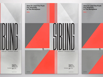 Sibling branding condensed event geometric illustration layout logo modern poster speaking typography