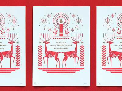 Christmas Card candle card christmas deer holiday illustration leaf snowflake tree typography