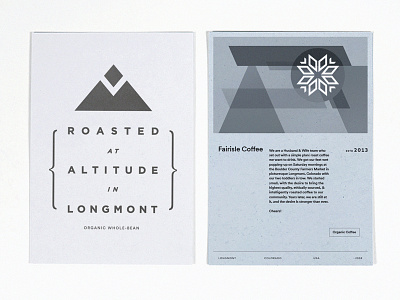 Fairisle Coffee Cards badge card coffee colorado layout logo modern mountain print type