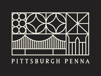 PGH art bridge building geometric illustration modern monoline mural pattern pittsburgh