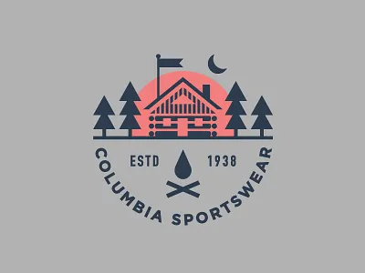 Columbia Sportswear apparel branding cabin camping illustration logo outdoors typography woods