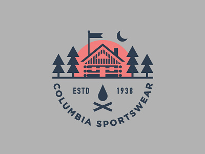 Columbia Sportswear apparel branding cabin camping illustration logo outdoors typography woods