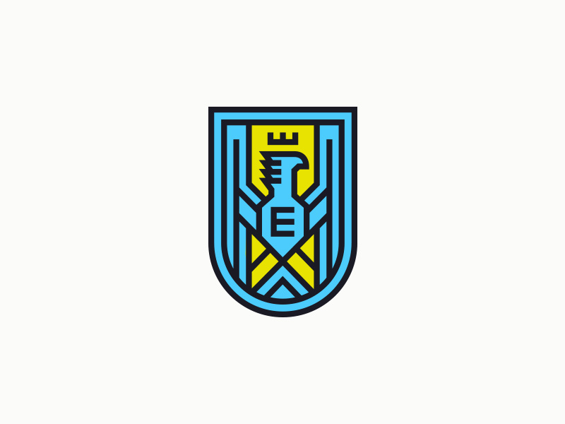 Everhouse I bird heraldry illustration typography branding logo badge crest eagle