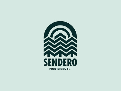 Sendero badge branding illustration lockup logo nature outdoors sun trees typography