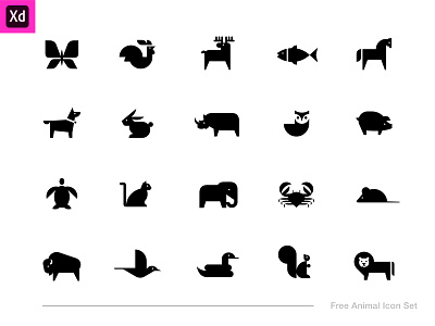 Adobe XD Free Animal Icon Set adobe animal icon illustration logo mobile xd