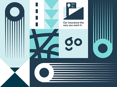 Go Car Insurance branding car geometric illustration insurance logo modern movement pattern typography wallet