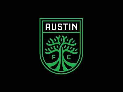 Austin FC austin austin texas badge branding crest logo mls soccer tree typography