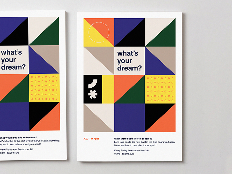 One Spark pattern poster geometric modern illustration branding typography logo