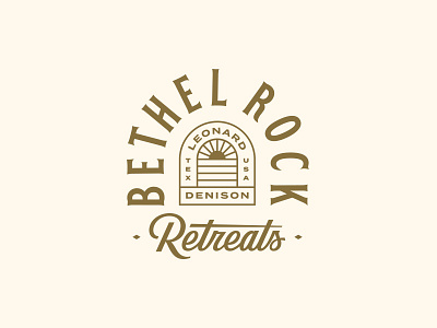 Bethel Rock Retreats badge branding illustration lockup logo script sun texas typography