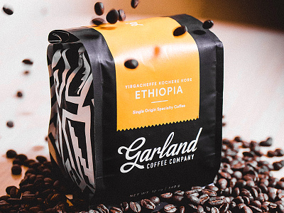 Garland Coffee Co. bag branding coffee drink illustration label logo packaging pattern script southwest typography