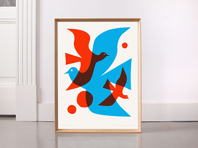 Bird Trio Poster for Sale 3 bird design illustration logo overlay poster print sale screenprint typography