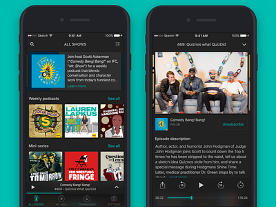 Podcast audio ios iphone player podcast ui ux