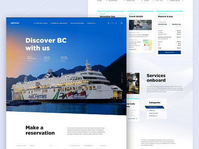 Ocean bus landing page concept bright ferry schedule ui ux web design