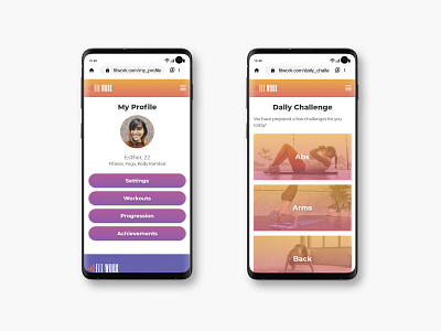 FitWork's User Profile and Daily Challenge screens