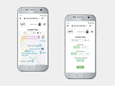 XPRT's Health Map screens health app healthcare map map ui maps mobile mobile app mobile app design mobile design product design ui ui design user experience user interface ux ux design