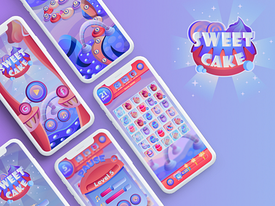 Sweet Cake mobile Game casual concept free game illustration mobile uiux vector vectorart web web design