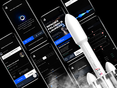 Spacecraft Launch Service app black concept dark figma satellite space ui ux web design