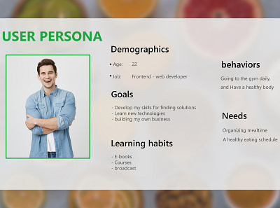 Healthy Food Persona app branding design graphic design ui ux web website
