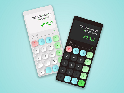 #004 - Calculator app app design buttons calculator daily ui dark mode light mode skeuomorphic skeuomorphism ui ux